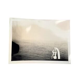 Vtg Ocean View From Boat Original Monochrome Photography Found Snapshot 1940s